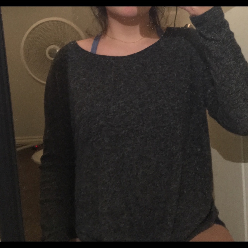 Gray Fuzzy Oversized Long Sleeve